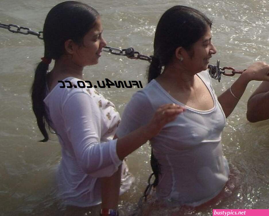 boobs visible in river bath porn video
