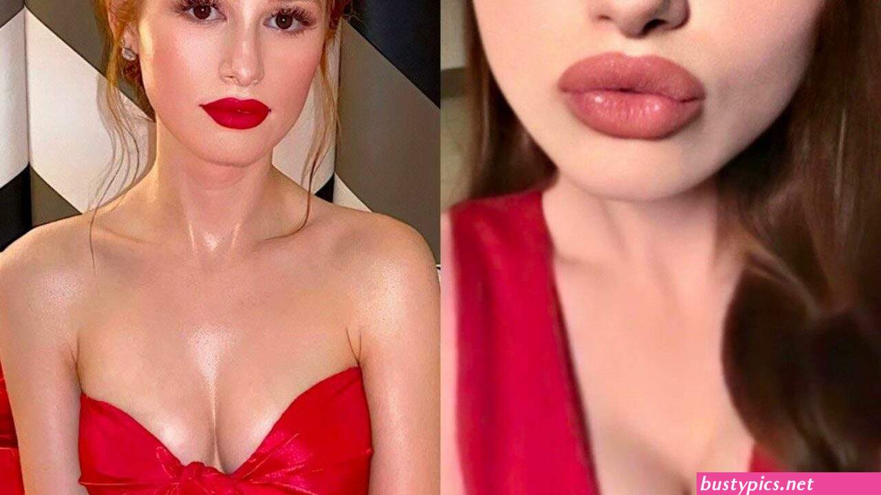 madelaine petsch shows off her nice cleavage during paris fashion week
