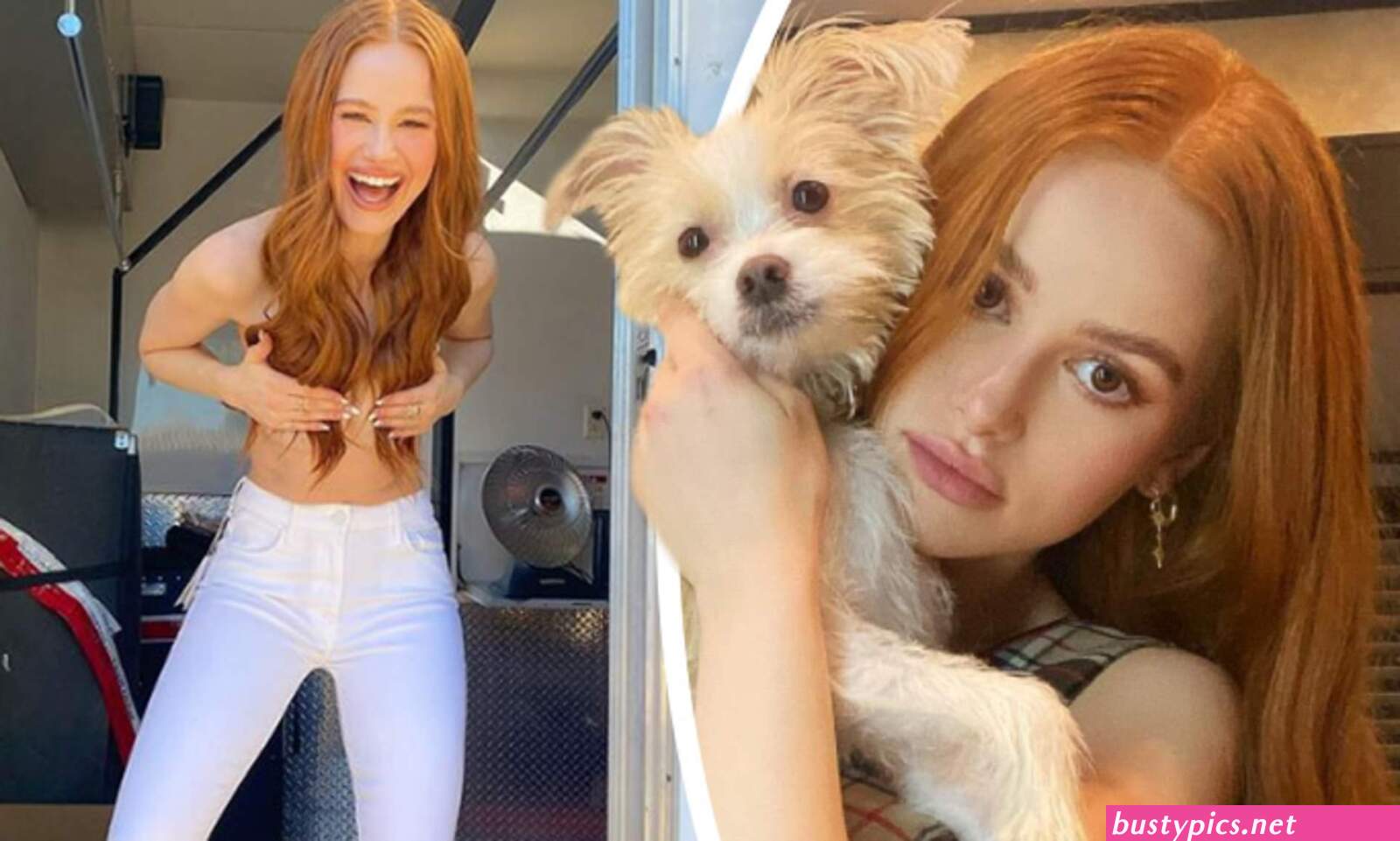 madelaine petsch shows off her nice cleavage during paris fashion week