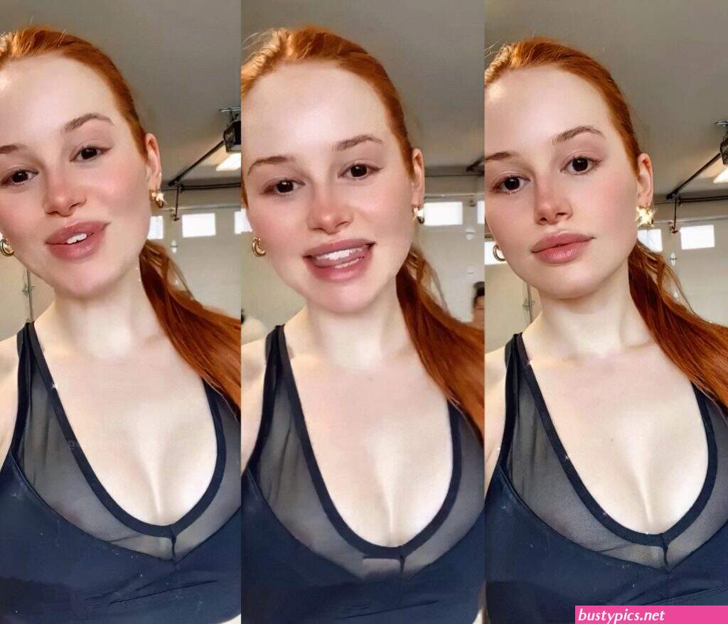 madelaine petsch shows off her nice cleavage during paris fashion week