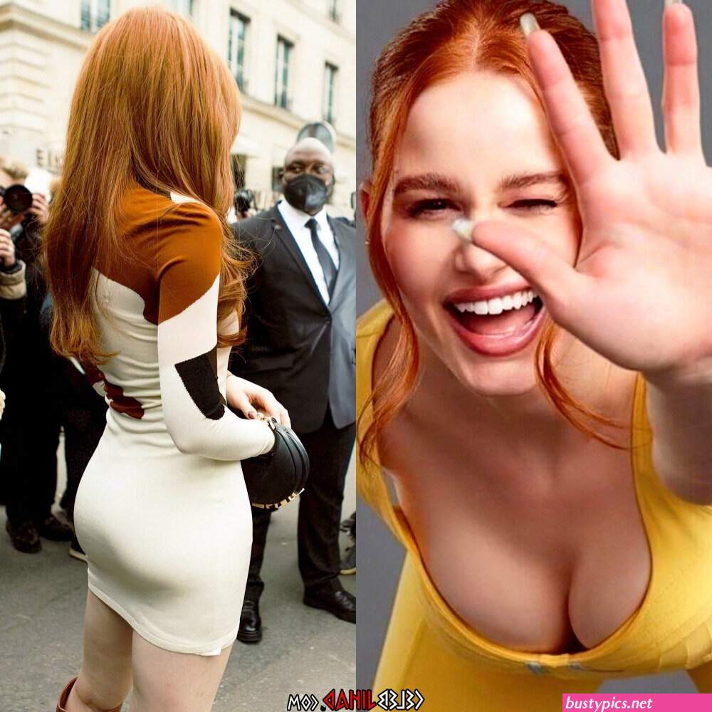 madelaine petsch shows off her nice cleavage during paris fashion week