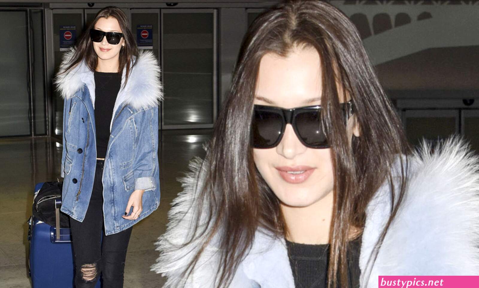 braless bella hadid steps out of the george v hotel with a friend