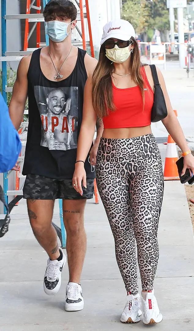 addison rae dons a leopard print outfit to pilates