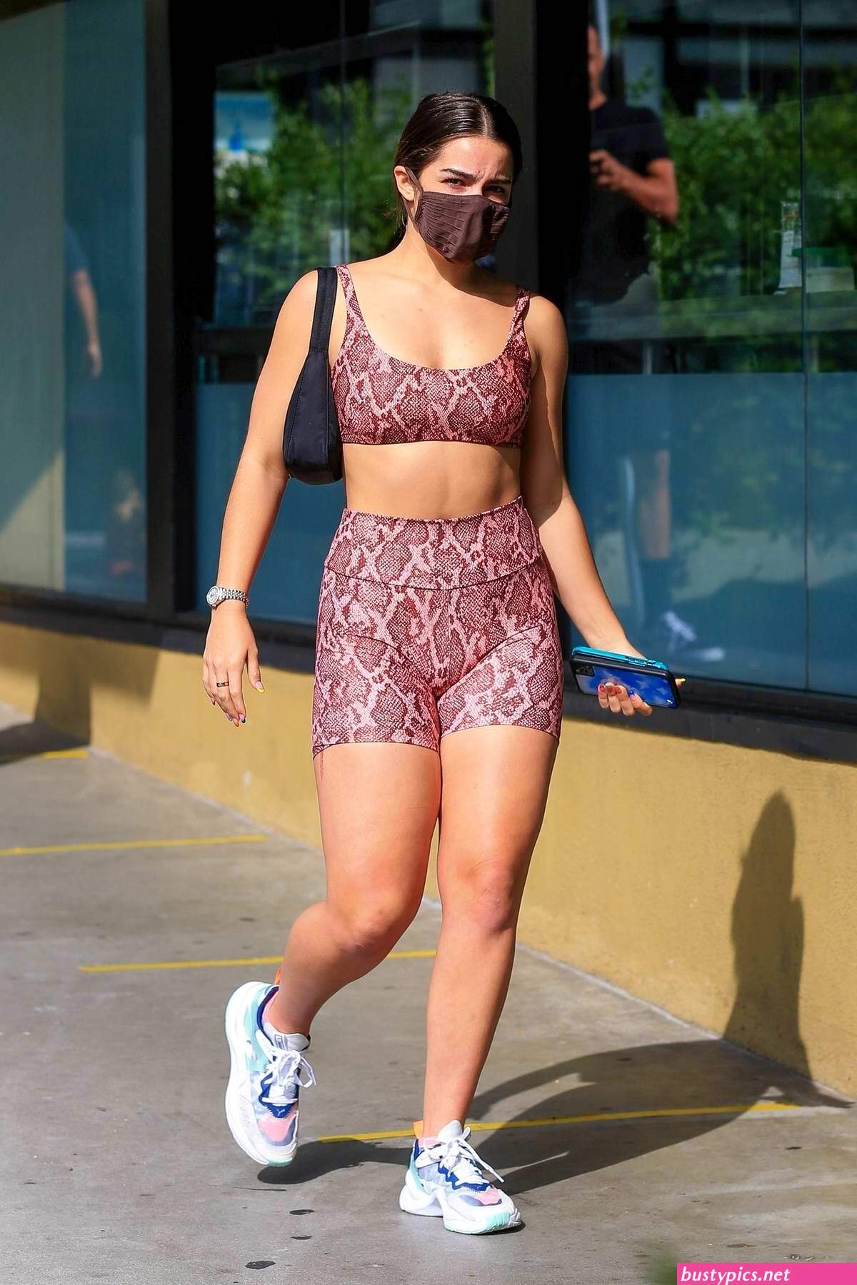 addison rae dons a leopard print outfit to pilates