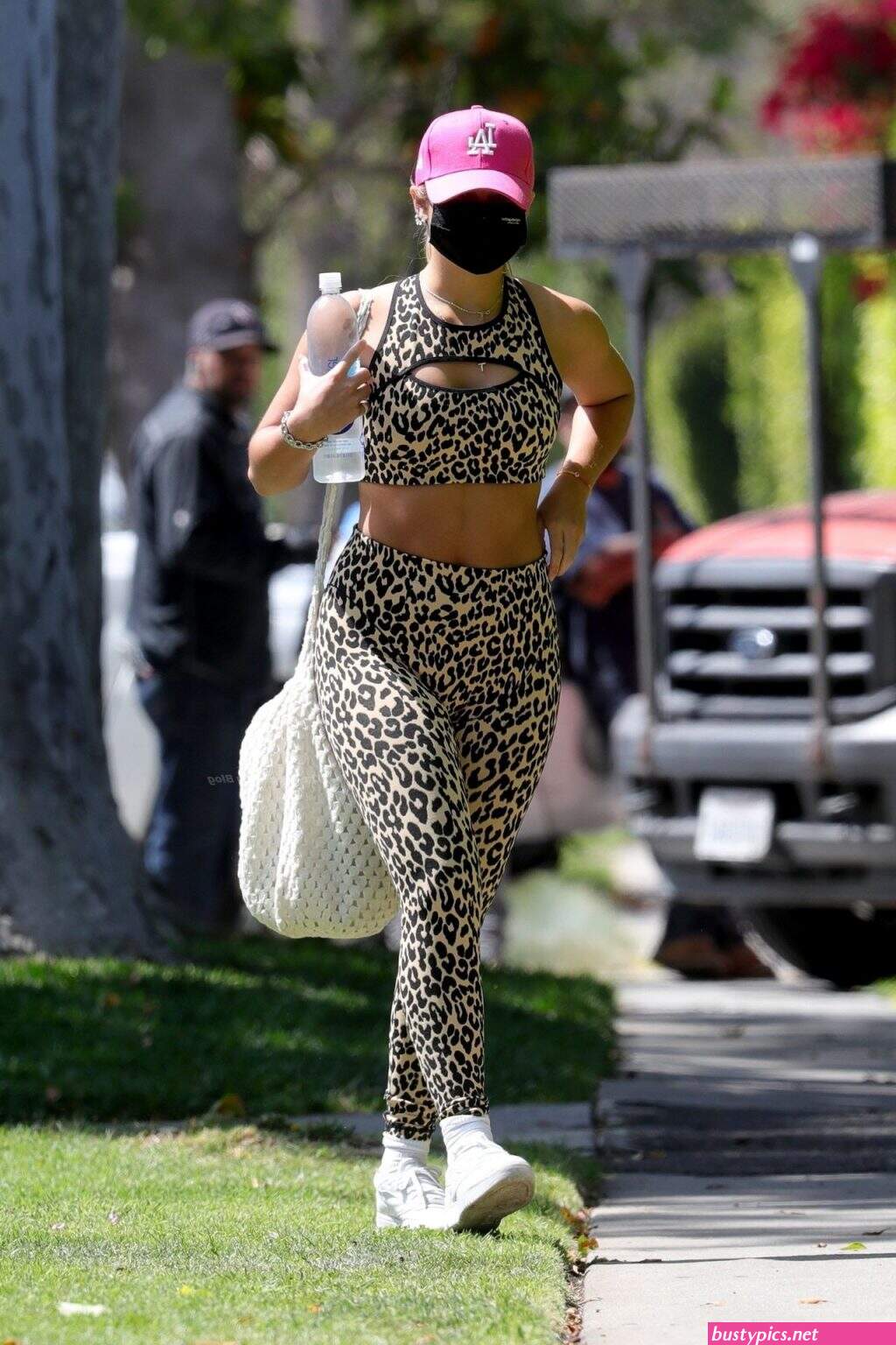 addison rae dons a leopard print outfit to pilates