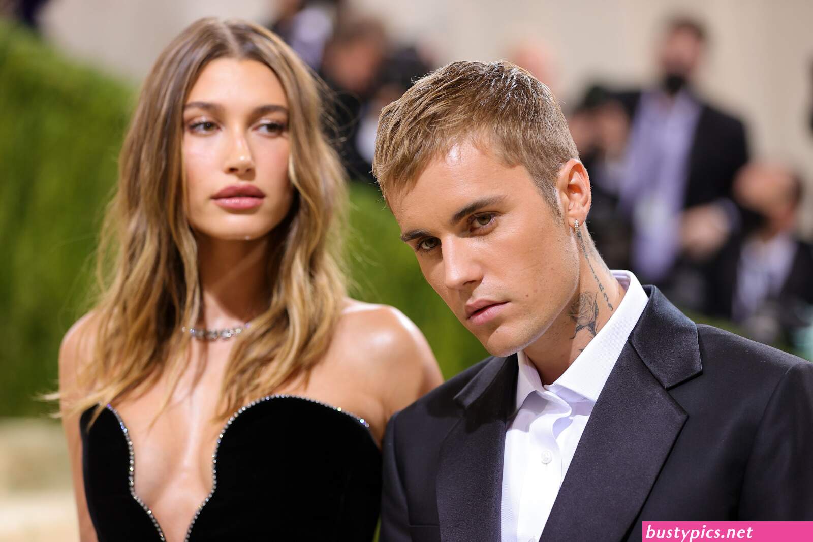 hailey bieber is seen wearing a little black dress