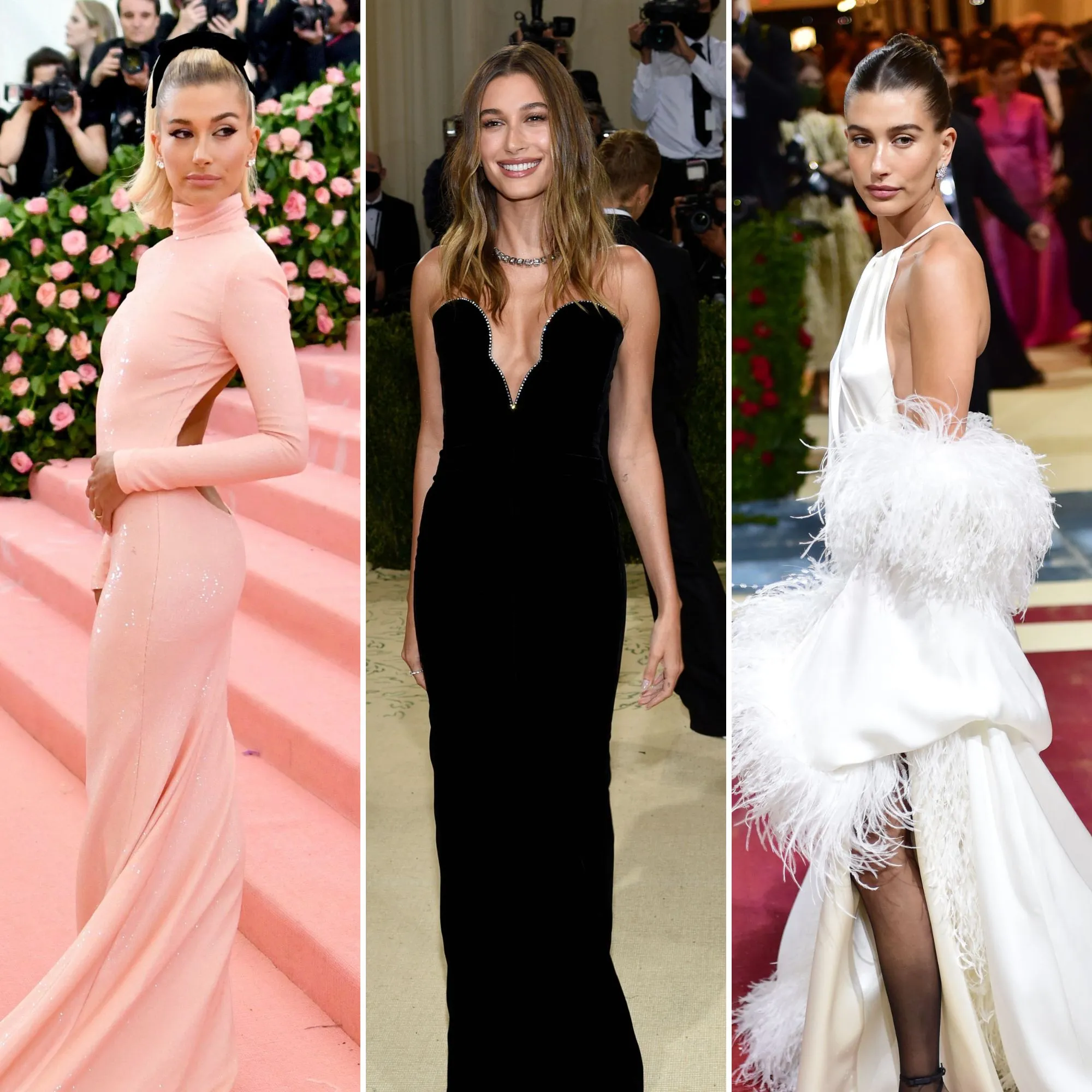 hailey bieber is seen wearing a little black dress